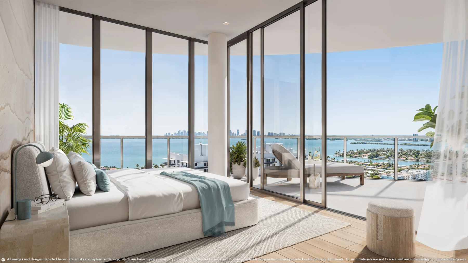 Bedroom with a bay view — Developer rendering
