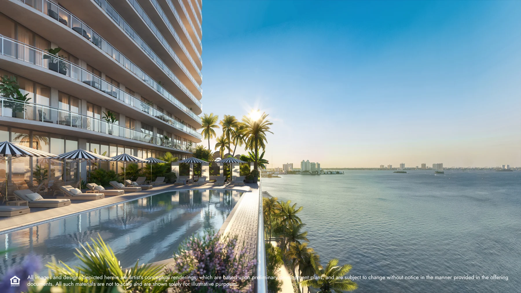 Waterfront pool — Developer rendering