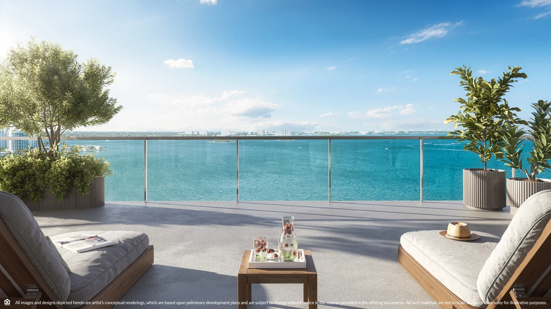 Developer rendering of A terrace overlooking the bay