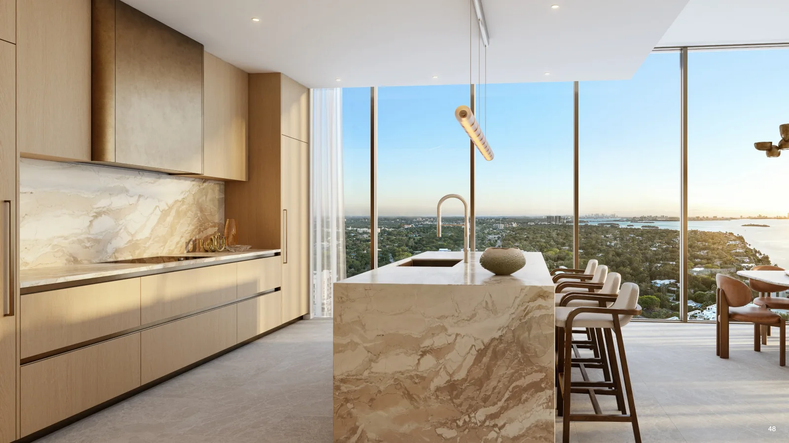 Cocina con vista a la ciudad, Kempinski Residences Miami — Imagen conceptual del desarrollador