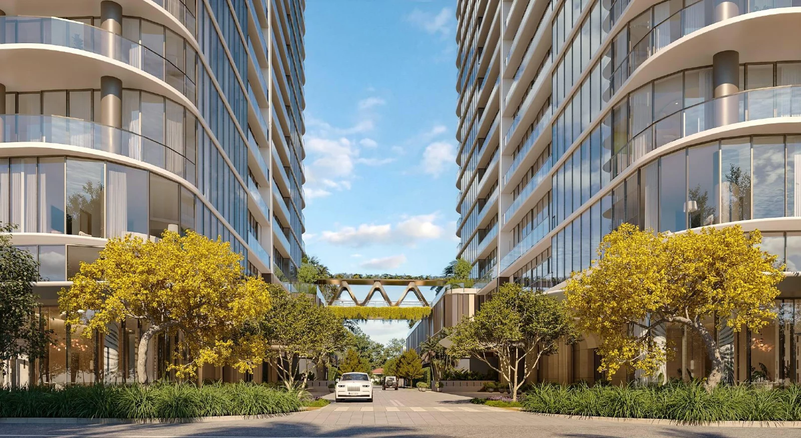 Puente con amenidades entre las torres, Kempinski Residences Miami — Imagen conceptual del desarrollador