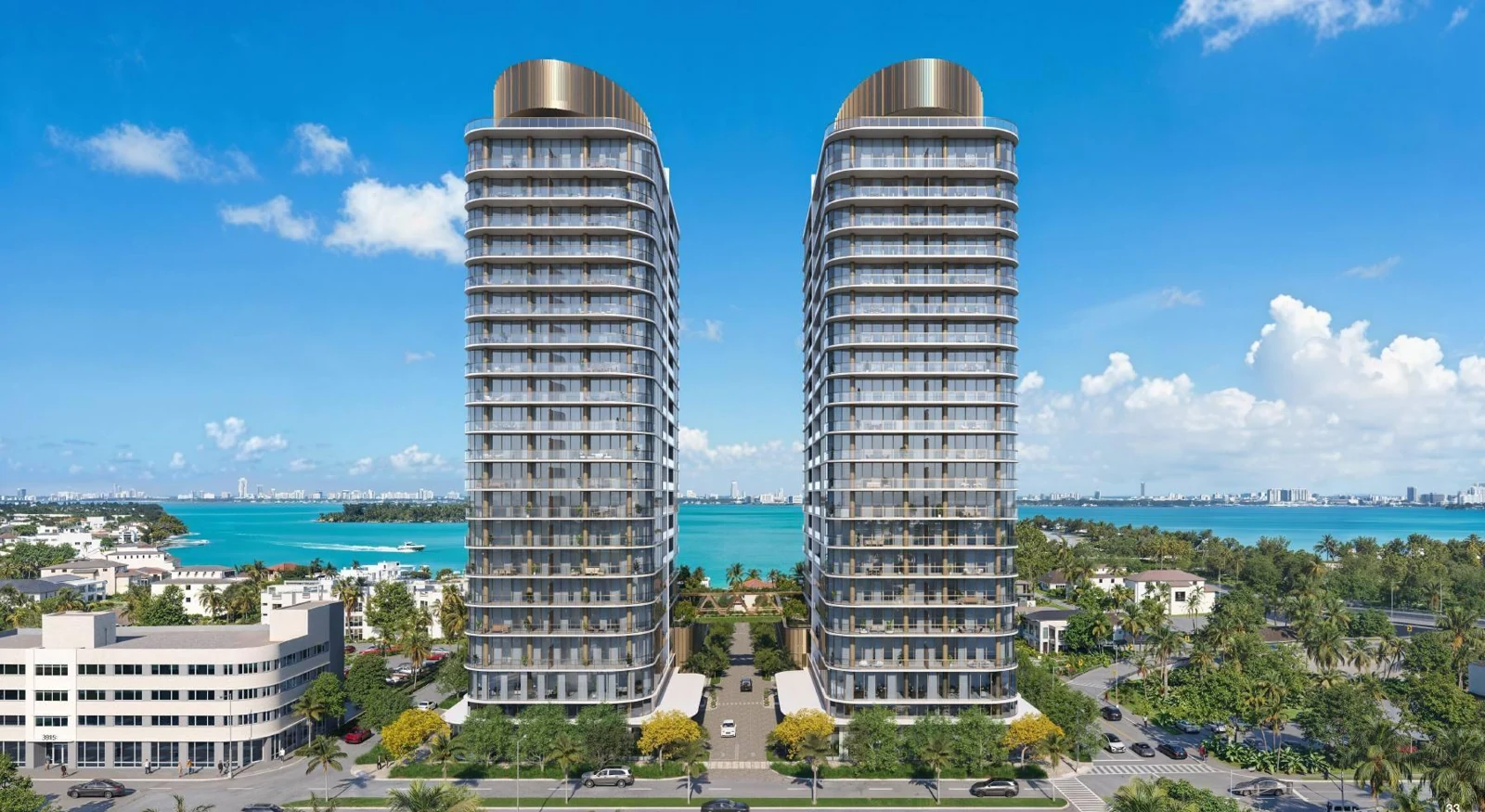 Imagen conceptual de las dos torres de Kempinski Residences Miami proporcionada por el desarrollador